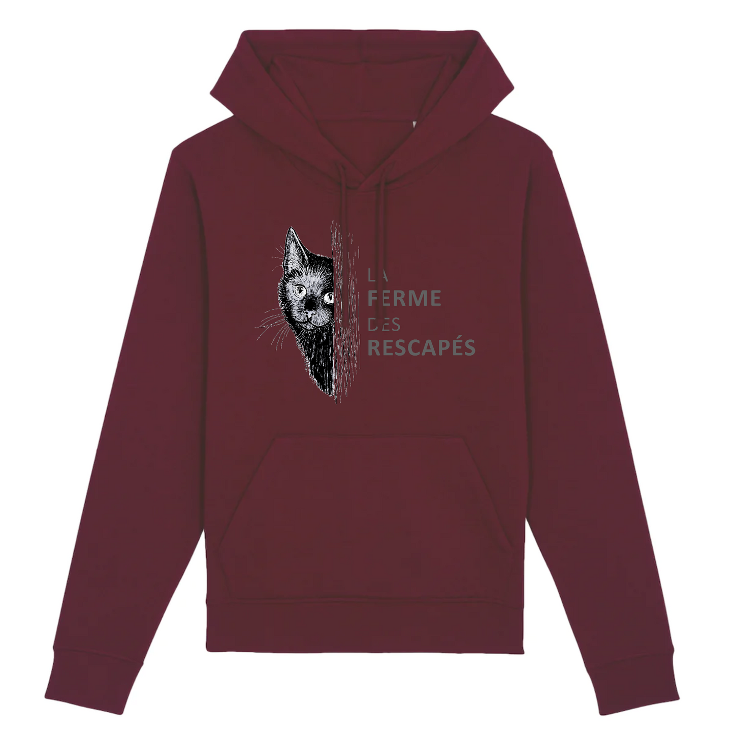 Sweat unisexe à capuche bio DRUMMER - Écriture grise