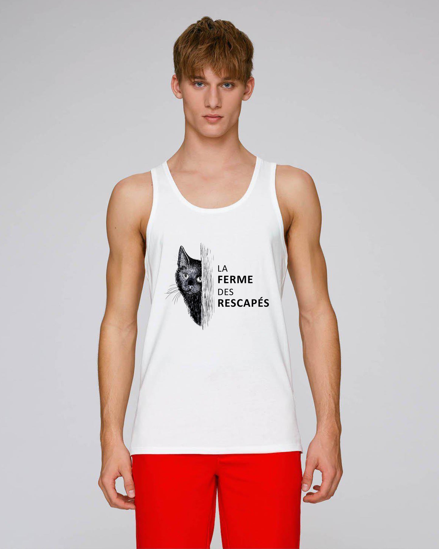 Débardeur Homme 100% coton Bio - écriture noire ou blanche