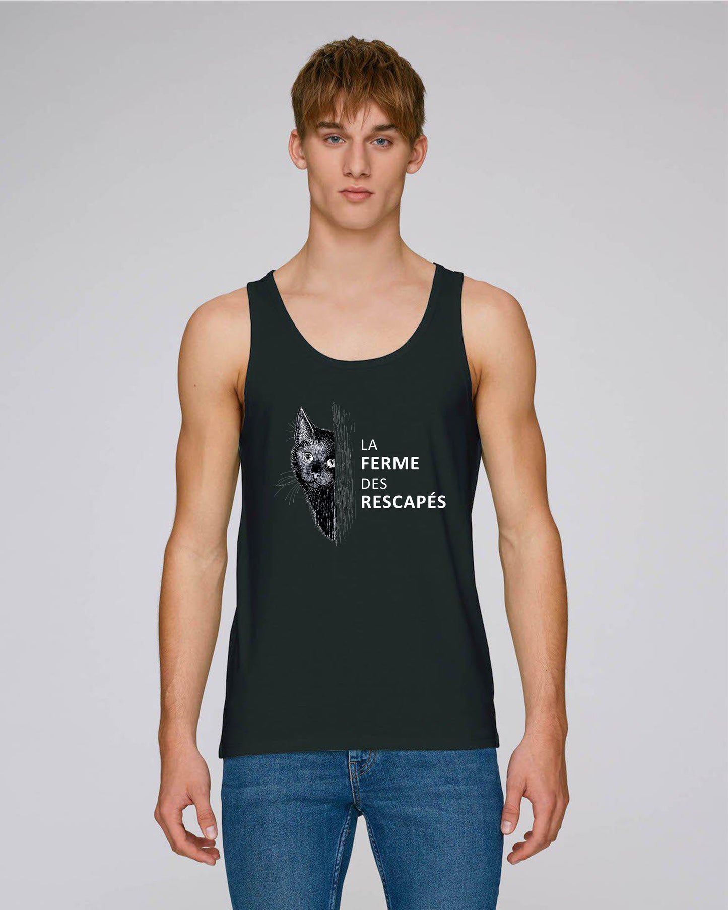 Débardeur Homme 100% coton Bio - écriture noire ou blanche